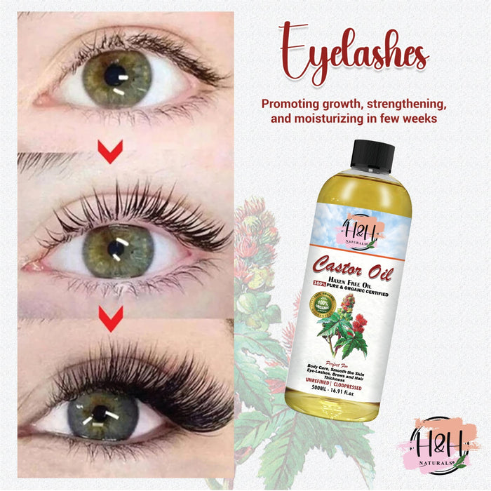 Castor oil on eyelashes