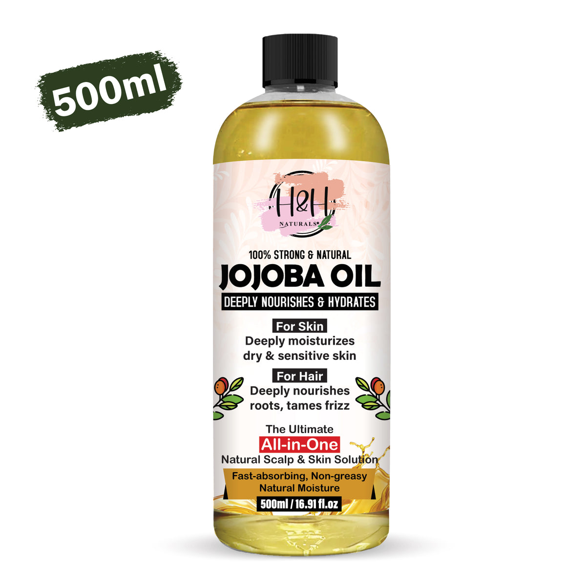 100% Pure Natural Cold pressed Jojoba Oil – Certified Organic Moisturizer